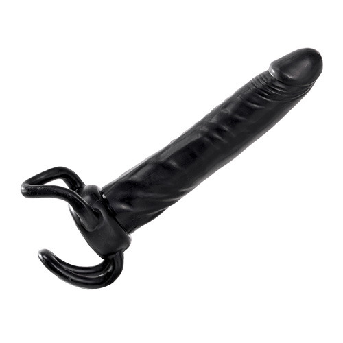 Чёрная насадка-фаллос для двойного проникновения INFLATABLE DILDO SLIM DONG  - 13,5 см. - Toyz4lovers - в Люберцах купить с доставкой