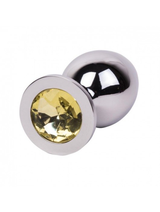 Большой стальной плаг с желтым кристаллом Sweet Lemon - 9,5 см. - Erotic Fantasy - купить с доставкой в Люберцах
