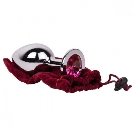 Большой стальной плаг с розовым кристаллом Pink Bubble Gum - 9,5 см. - Erotic Fantasy - купить с доставкой в Люберцах