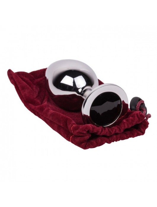 Большой стальной плаг с черным кристаллом Black Rave - 9,5 см. - Erotic Fantasy - купить с доставкой в Люберцах