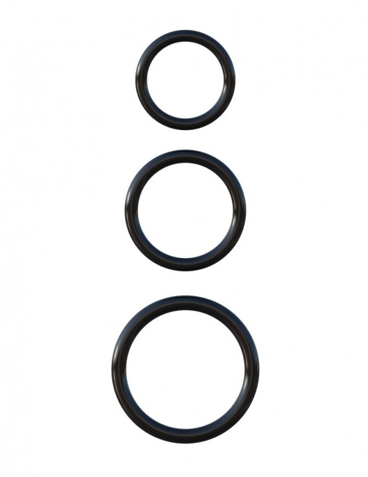 Набор из трех черных эрекционных колец Silicone 3-Ring Stamina Set - Pipedream - в Люберцах купить с доставкой