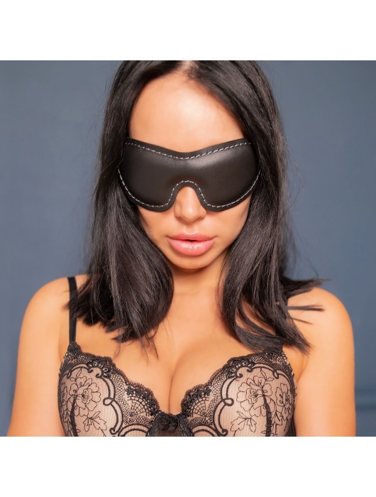 Черная мягкая закрытая маска из натуральной кожи - Crazy Handmade - купить с доставкой в Люберцах