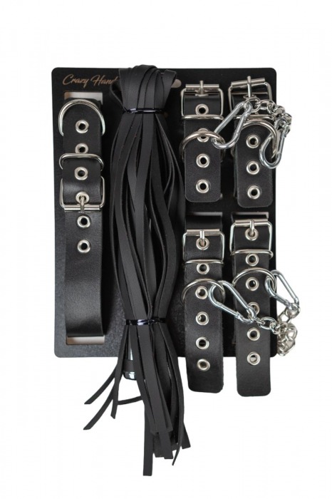 БДСМ-набор с плёткой в черном цвете - Crazy Handmade - купить с доставкой в Люберцах
