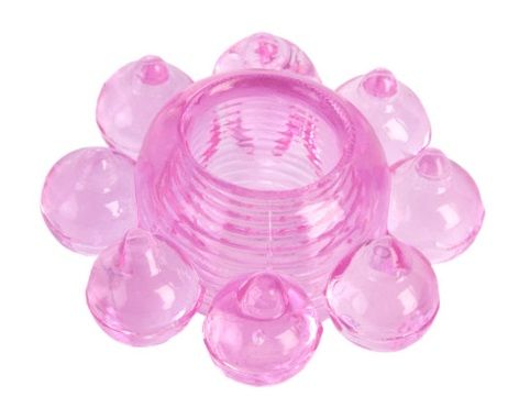 Розовое гелевое эрекционное кольцо-цветок - Toyfa Basic - в Люберцах купить с доставкой