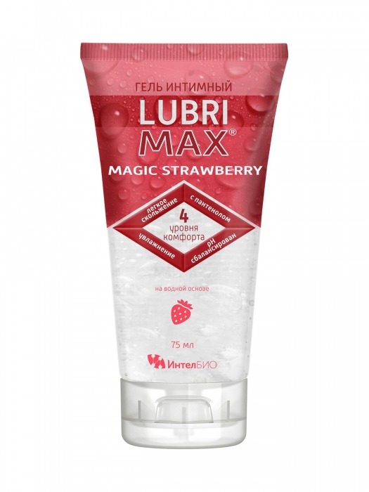 Интимный гель-смазка на водной основе Lubrimax Magic Strawberry - 75 мл. - ИнтелБИО - купить с доставкой в Люберцах