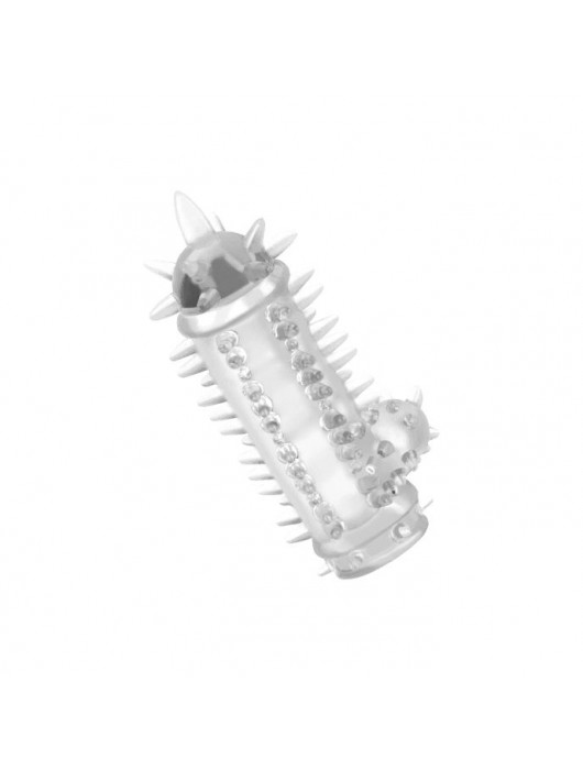 Прозрачная насадка с шипами и клиторальной шишечкой CLIT-BANGER SLEEVE IN CLEAR - Tonga - в Люберцах купить с доставкой