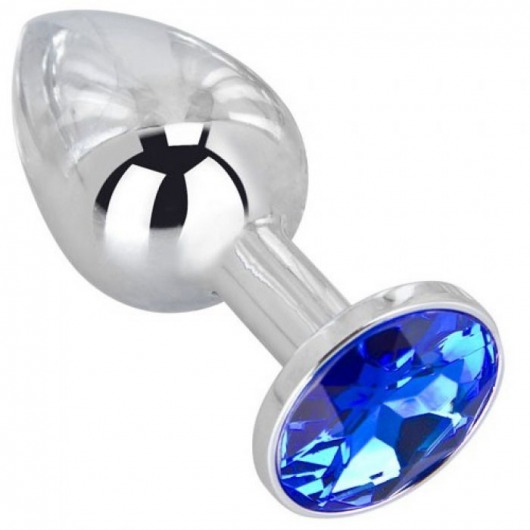 Анальное украшение BUTT PLUG  Small с синим кристаллом - 7 см. - Anal Jewelry Plug - купить с доставкой в Люберцах