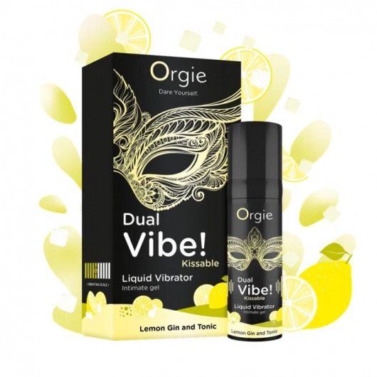 Съедобный жидкий вибратор Dual Vibe! со вкусом лимонного джина с тоником - 15 мл. - ORGIE - купить с доставкой в Люберцах