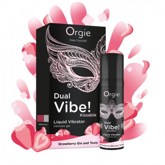 Съедобный жидкий вибратор Dual Vibe! со вкусом клубничного джина с тоником - 15 мл. - ORGIE - купить с доставкой в Люберцах