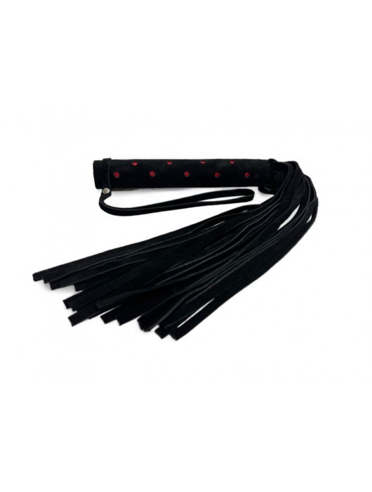 Черная замшевая плеть с красными точками на рукояти Red dot Princess - 43 см. - БДСМ Арсенал - купить с доставкой в Люберцах