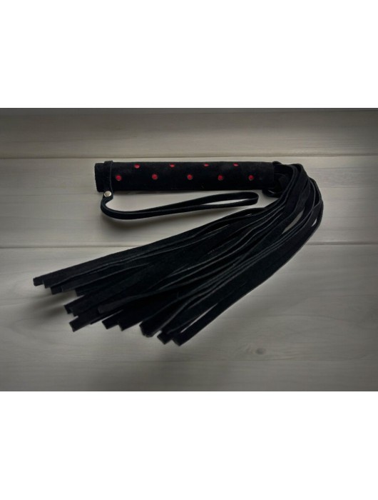 Черная замшевая плеть с красными точками на рукояти Red dot Princess - 43 см. - БДСМ Арсенал - купить с доставкой в Люберцах
