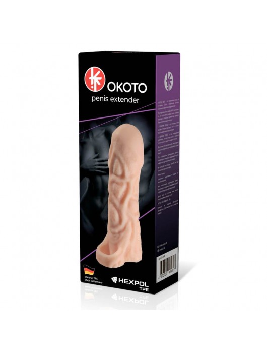 Телесная насадка-удлинитель Okoto с богатым рельефом поверхности - 16 см. - Sitabella - в Люберцах купить с доставкой