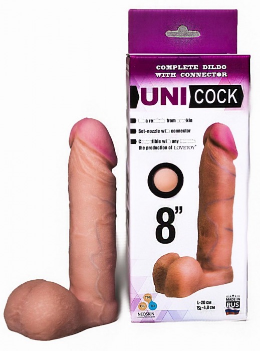 Фаллическая насадка для страпона UNICOCK 8  - 20 см. - LOVETOY (А-Полимер) - купить с доставкой в Люберцах