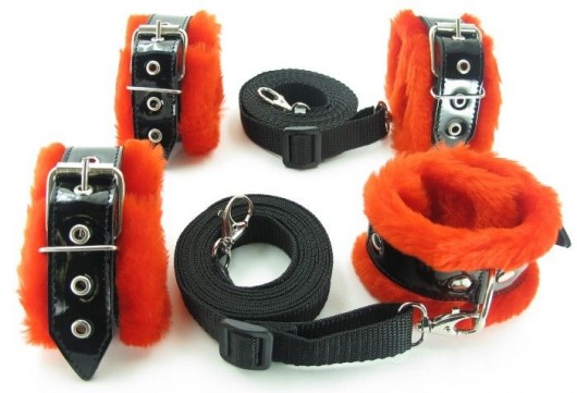 Набор на кровать с красным мехом BDSM Light - БДСМ Арсенал - купить с доставкой в Люберцах