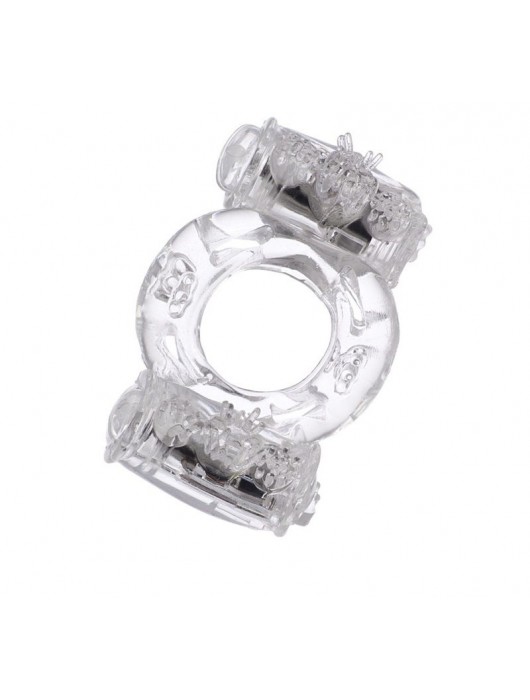 Прозрачное виброкольцо с двумя вибропульками - Toyfa Basic - в Люберцах купить с доставкой