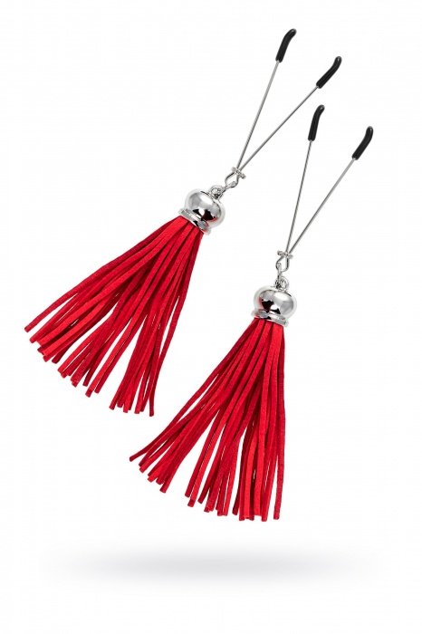 Зажимы на соски «Вилки» с красными кисточками из замши - Pecado - купить с доставкой в Люберцах