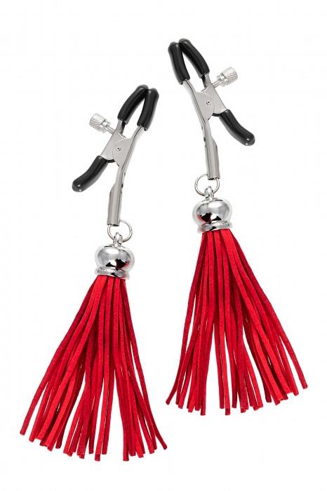 Зажимы на соски «Прищепки» с красными кисточками из замши - Pecado - купить с доставкой в Люберцах