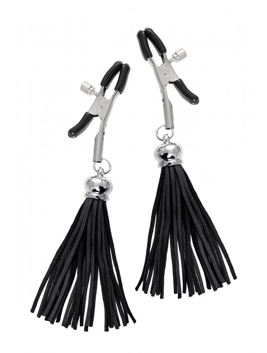 Зажимы на соски «Прищепки» с черными кисточками из замши - Pecado - купить с доставкой в Люберцах