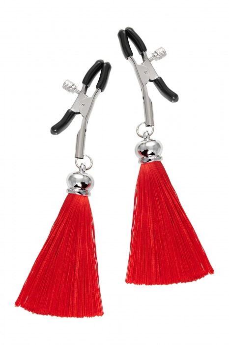 Зажимы на соски «Прищепки» с красными кисточками из шелка - Pecado - купить с доставкой в Люберцах