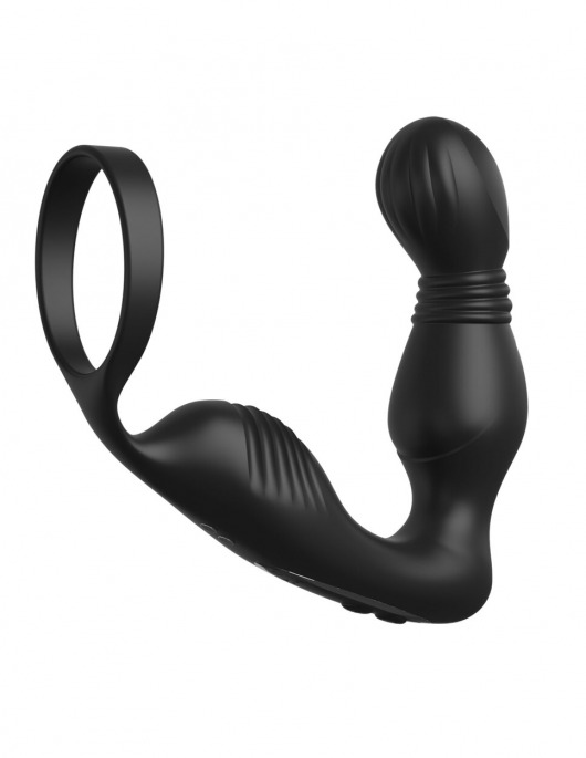 Черный вибростимулятор простаты с эрекционным кольцом Ass-Gasm Pro P-Spot Milker - Pipedream - в Люберцах купить с доставкой