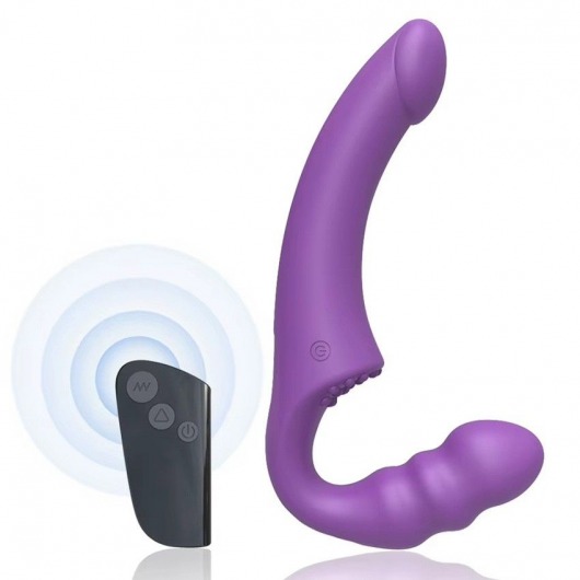 Фиолетовый безремневой страпон Straples Strap-On Dildo - Erokay - купить с доставкой в Люберцах