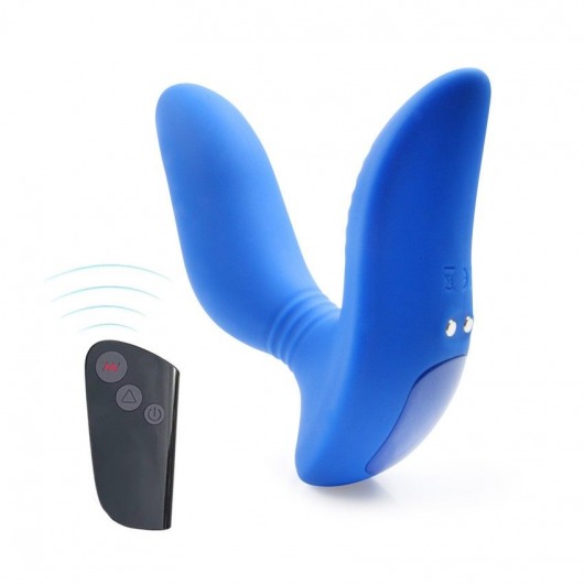 Синий вибромассажер простаты 3,5’’ Remote Control Curve P-spot Massager - 12 см. - Erokay - в Люберцах купить с доставкой