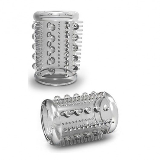 Прозрачная насадка с шипами и шишечками STAY HARD COCK SLEEVE 03 CLEAR - Blush Novelties - в Люберцах купить с доставкой