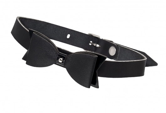 Черный кожаный чокер с бабочкой - Pecado - купить с доставкой в Люберцах