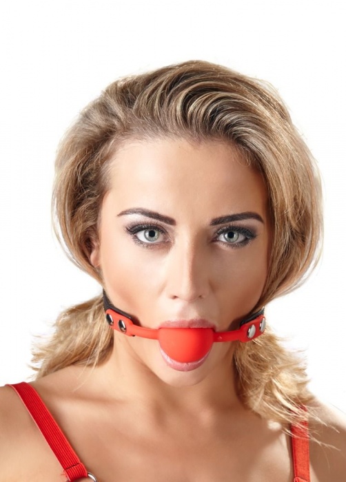 Силиконовый кляп-шар на чёрных ремешках Red Gag silicone - Orion - купить с доставкой в Люберцах