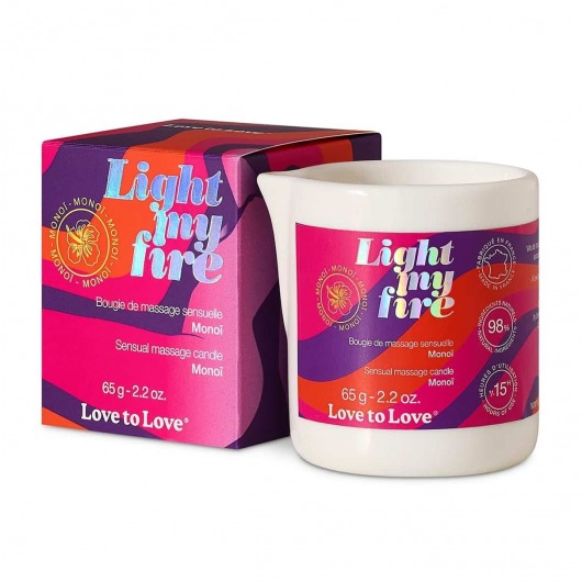 Массажная свеча Light My Fire с ароматом моной - 80 мл. - Love to Love - купить с доставкой в Люберцах