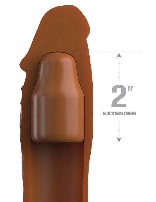 Коричневая насадка на член 2  Silicone X-tension - 20,3 см. - Pipedream - в Люберцах купить с доставкой