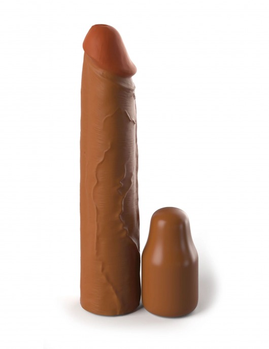 Коричневая насадка на член 2  Silicone X-tension - 20,3 см. - Pipedream - в Люберцах купить с доставкой
