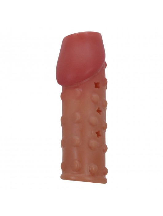 Телесная открытая насадка на пенис с бугорками - 19,8 см. - Baile - в Люберцах купить с доставкой