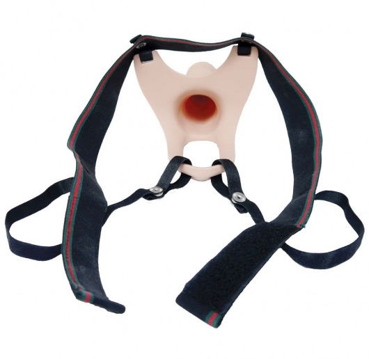 Телесный полый страпон на ремешках - 16,5 см. - Boys of Toys - купить с доставкой в Люберцах