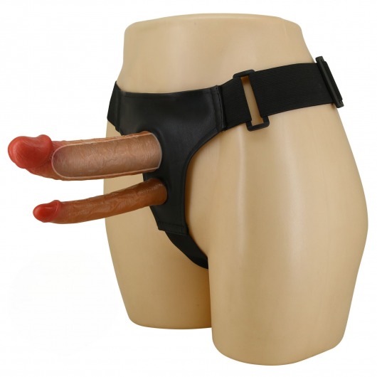 Темно-бежевый фаллопротез для двойного проникновения - 17,5 см. - Baile - купить с доставкой в Люберцах