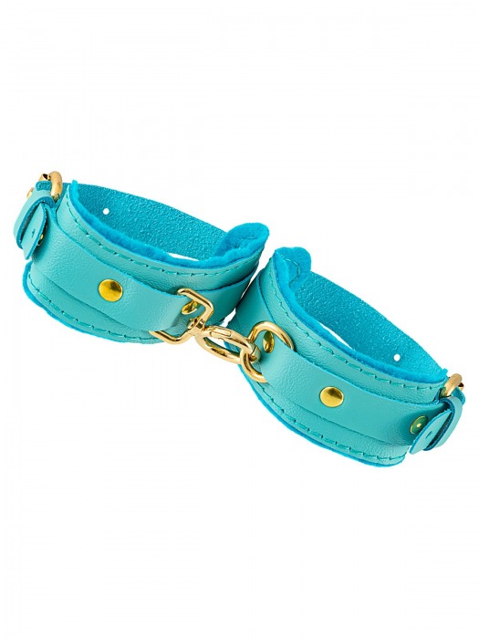 Голубые двуслойные кожаные оковы - Pecado - купить с доставкой в Люберцах