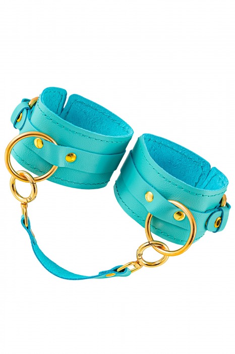 Голубые однослойные кожаные оковы - Pecado - купить с доставкой в Люберцах