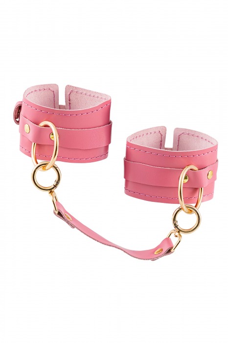 Розовые однослойные кожаные оковы - Pecado - купить с доставкой в Люберцах