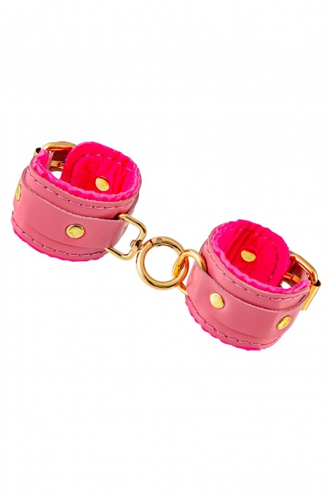 Розовые двуслойные кожаные наручники-браслеты - Pecado - купить с доставкой в Люберцах