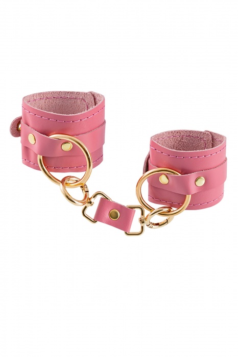 Розовые однослойные кожаные наручники - Pecado - купить с доставкой в Люберцах