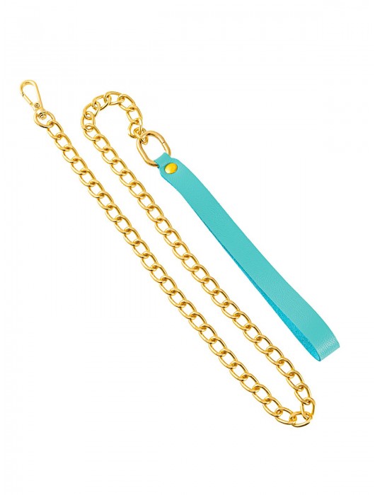 Голубой кожаный поводок с карабином для ошейника - 80 см. - Pecado - купить с доставкой в Люберцах