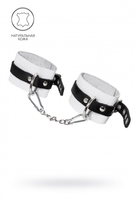 Бело-черные мягкие оковы с одним ремешком и люверсами - Pecado - купить с доставкой в Люберцах