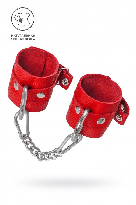 Красные мягкие кожаные наручники с люверсами - Pecado - купить с доставкой в Люберцах