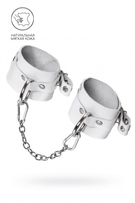 Белые мягкие кожаные оковы с люверсами - Pecado - купить с доставкой в Люберцах