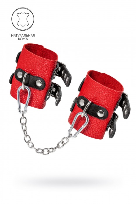 Красно-черные мягкие наручники с двумя ремешками с люверсами - Pecado - купить с доставкой в Люберцах