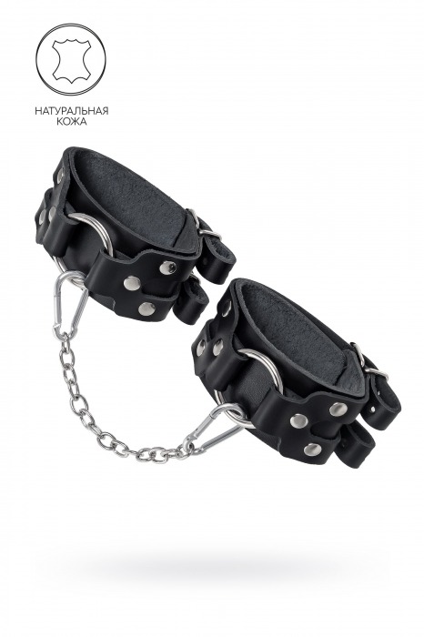 Черные кожаные оковы с двумя ремешками - Pecado - купить с доставкой в Люберцах