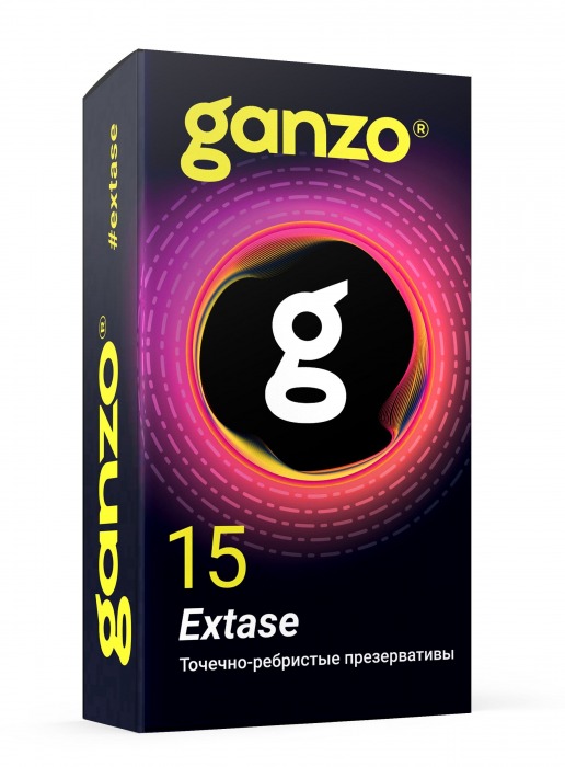 Презервативы анатомической формы с точечной и ребристой структурой Ganzo Extase - 15 шт. - Ganzo - купить с доставкой в Люберцах
