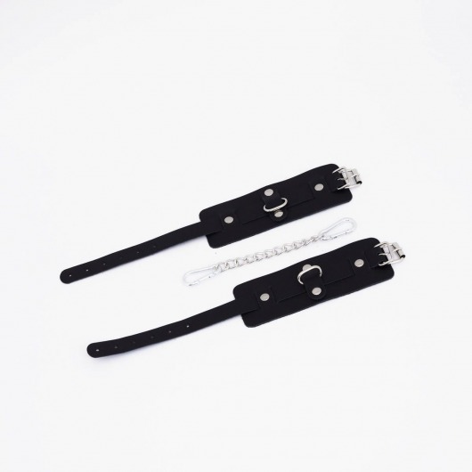 Черные кожаные оковы с хромированной фурнитурой - Crazy Handmade - купить с доставкой в Люберцах