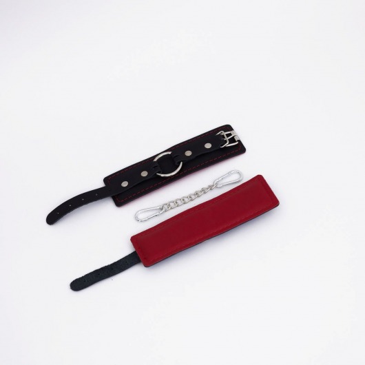 Черно-красные кожаные наручники - Crazy Handmade - купить с доставкой в Люберцах