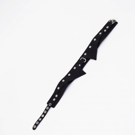 Черный однослойный кожаный ошейник с имитацией воротничка - Crazy Handmade - купить с доставкой в Люберцах